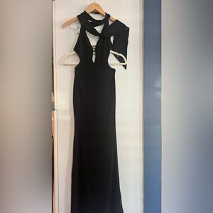 Oh Polly Black Backless Gown